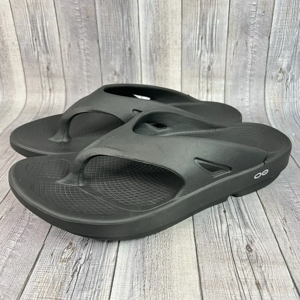 Oofos Original Sandals Men's 10 Black Athletic Sport Wmen 12 Recovery Flip Flops